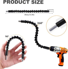 17Pcs Flexible Drill Bit Extension, Include 3Pcs Rotatable Socket Adapter 2Pcs Hex Shank 105° Right Angle Drill Attachment 10 Short Screwdriver Bits 90° Angled Bits and Bendable Extension