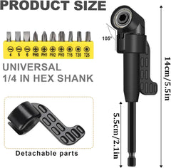 17Pcs Flexible Drill Bit Extension, Include 3Pcs Rotatable Socket Adapter 2Pcs Hex Shank 105° Right Angle Drill Attachment 10 Short Screwdriver Bits 90° Angled Bits and Bendable Extension
