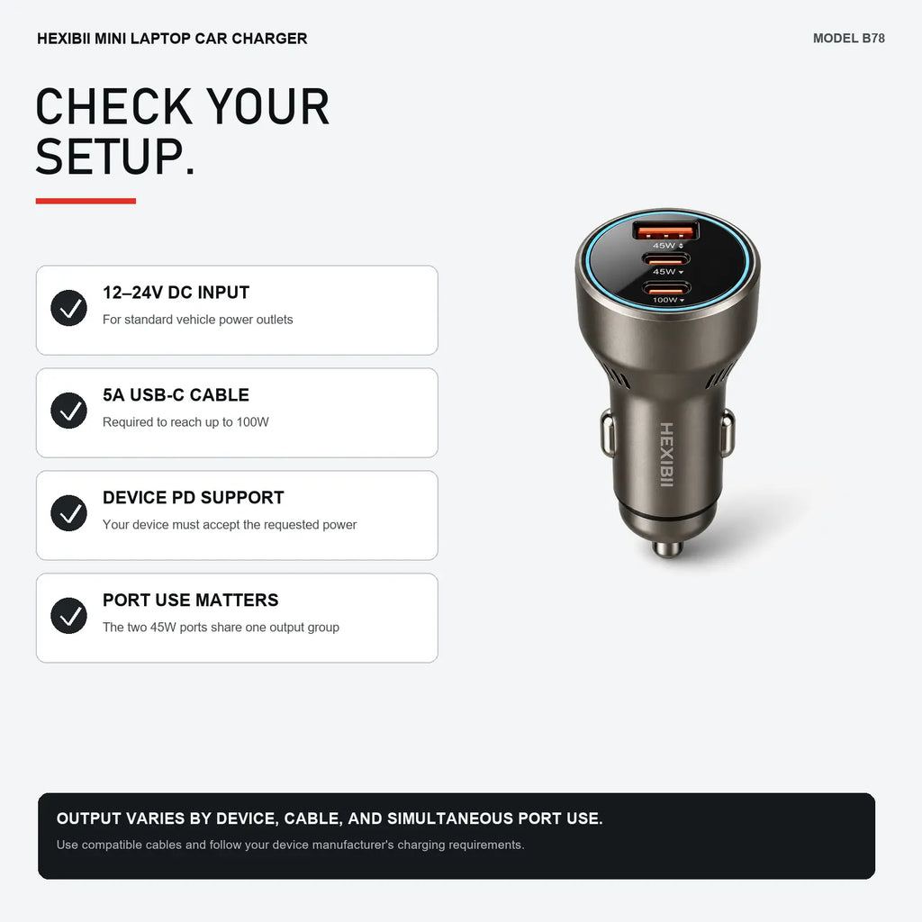 HEXIBII mini laptop car charger, All-Metal 190W 3-Port Fast , 100W PD USB-C Car Cigarette Lighter Charger for Laptop, iPhone 15/16/17, Android, Drone & Electric Baby Seat tiktokshopbacktoschool,back to school,back to school haul
