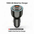 HEXIBII mini laptop car charger, All-Metal 190W 3-Port Fast , 100W PD USB-C Car Cigarette Lighter Charger for Laptop, iPhone 15/16/17, Android, Drone & Electric Baby Seat tiktokshopbacktoschool,back to school,back to school haul