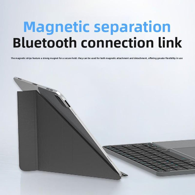 Portable Wireless BT Foldable Keyboard New Detachable Leather Stand for Tablet Phone Touch Typing Mini Keyboard with Ergonomic Design Main Image