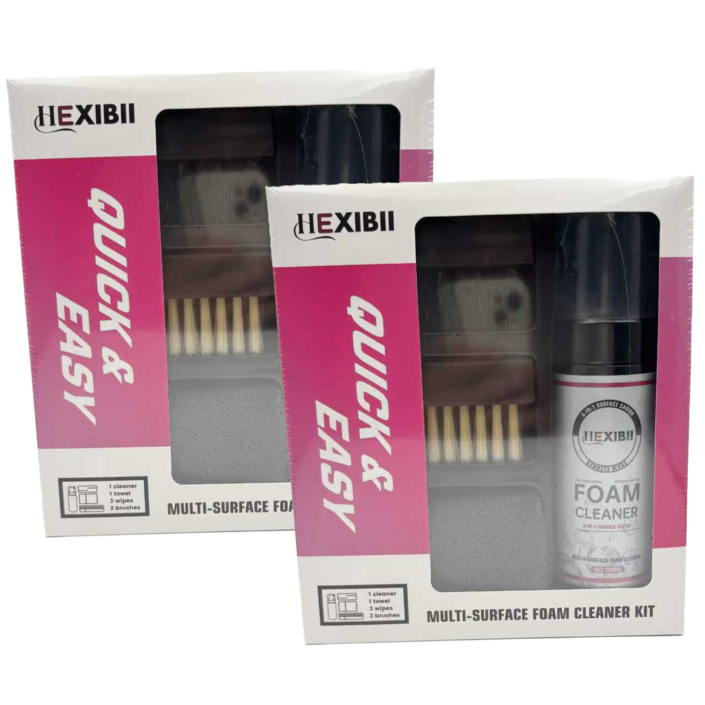 Multipurpose foaming cleaner,Shoe Cleaner Kit for Sneaker, foam cleaner for car,Cleaning Kit, Sneaker 5.3Oz with 2 Brush & Microfiber Towel Included, Shoe, Suede, Boot, Canvas, PU, Fabric, etc,Clear