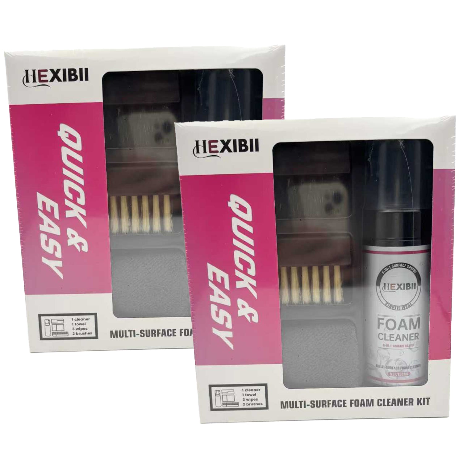 Multipurpose foaming cleaner,Shoe Cleaner Kit for Sneaker, foam cleaner for car,Cleaning Kit, Sneaker 5.3Oz with 2 Brush & Microfiber Towel Included, Shoe, Suede, Boot, Canvas, PU, Fabric, etc,Clear