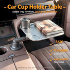 Foldable Car Cup Holder Tray 360 Adjustable Car Food Table Portable Car Desk with Free Adapter Silicone Pad Car Travel Eating Work Table for EV SUV Sedan Road Trip Camping tiktokshopbacktoschool,back to school,back to school haul