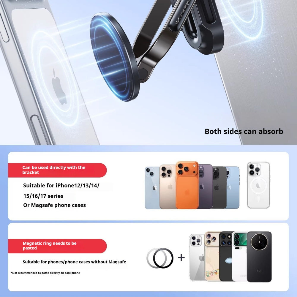 Magnetic Foldable Phone Holder – Mini Portable for Outdoor Travel, Gym, Treadmill, Airplane, Desktop & Selfie Stick – Compact On-the-Go Shooting Stand