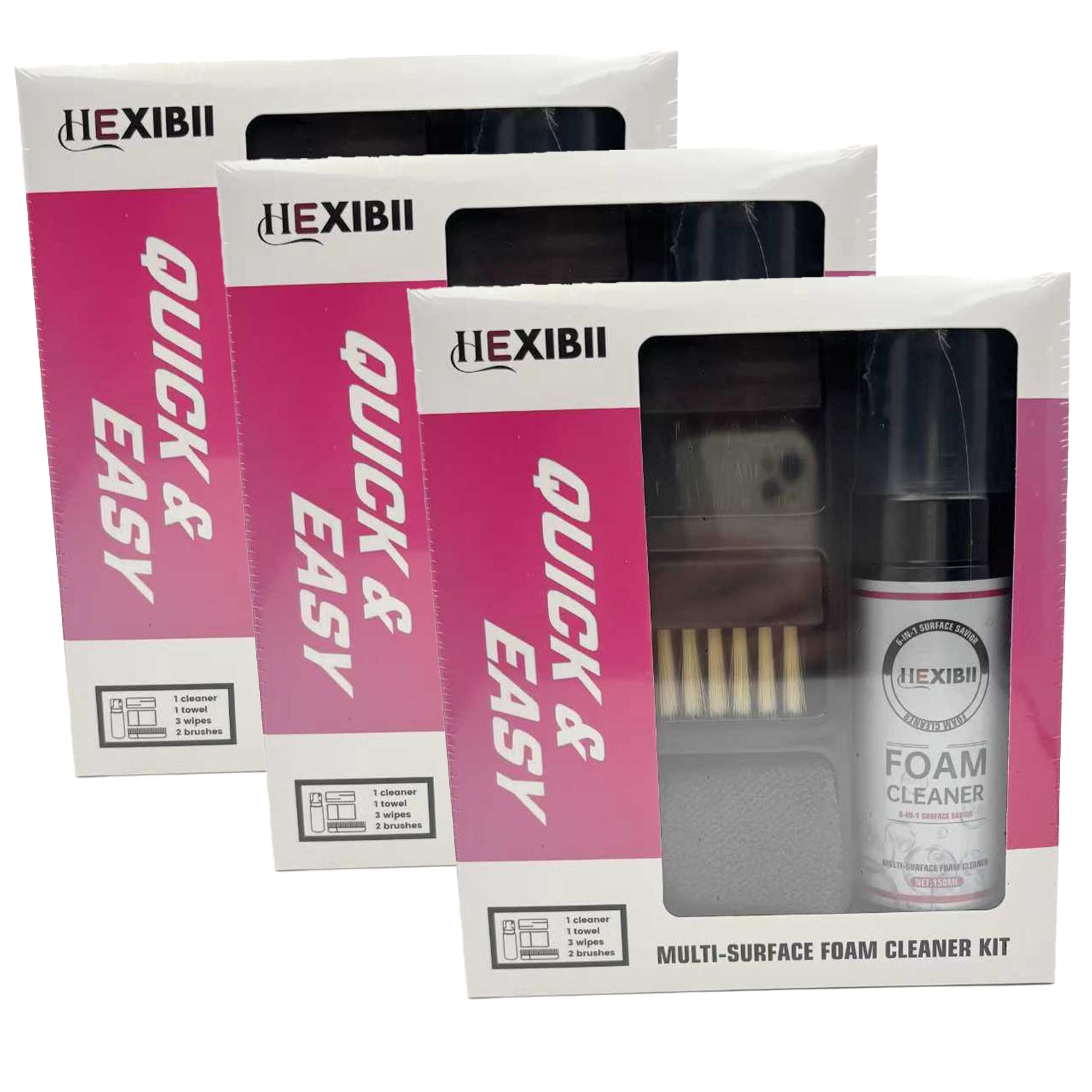 Multipurpose foaming cleaner,Shoe Cleaner Kit for Sneaker, foam cleaner for car,Cleaning Kit, Sneaker 5.3Oz with 2 Brush & Microfiber Towel Included, Shoe, Suede, Boot, Canvas, PU, Fabric, etc,Clear