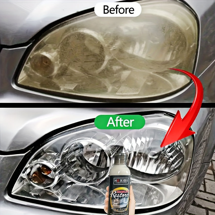 HEXIBII 8.5oz Car Headlight Restoration Fluid Automotive Headlight Oxidation Yellowing Scratches Blurring Enhancement Crystal Plating Coating Refurbishment Agent