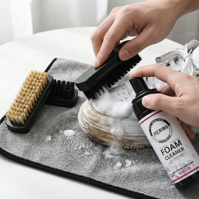 Multipurpose foaming cleaner,Shoe Cleaner Kit for Sneaker, foam cleaner for car,Cleaning Kit, Sneaker 5.3Oz with 2 Brush & Microfiber Towel Included, Shoe, Suede, Boot, Canvas, PU, Fabric, etc,Clear Main Image