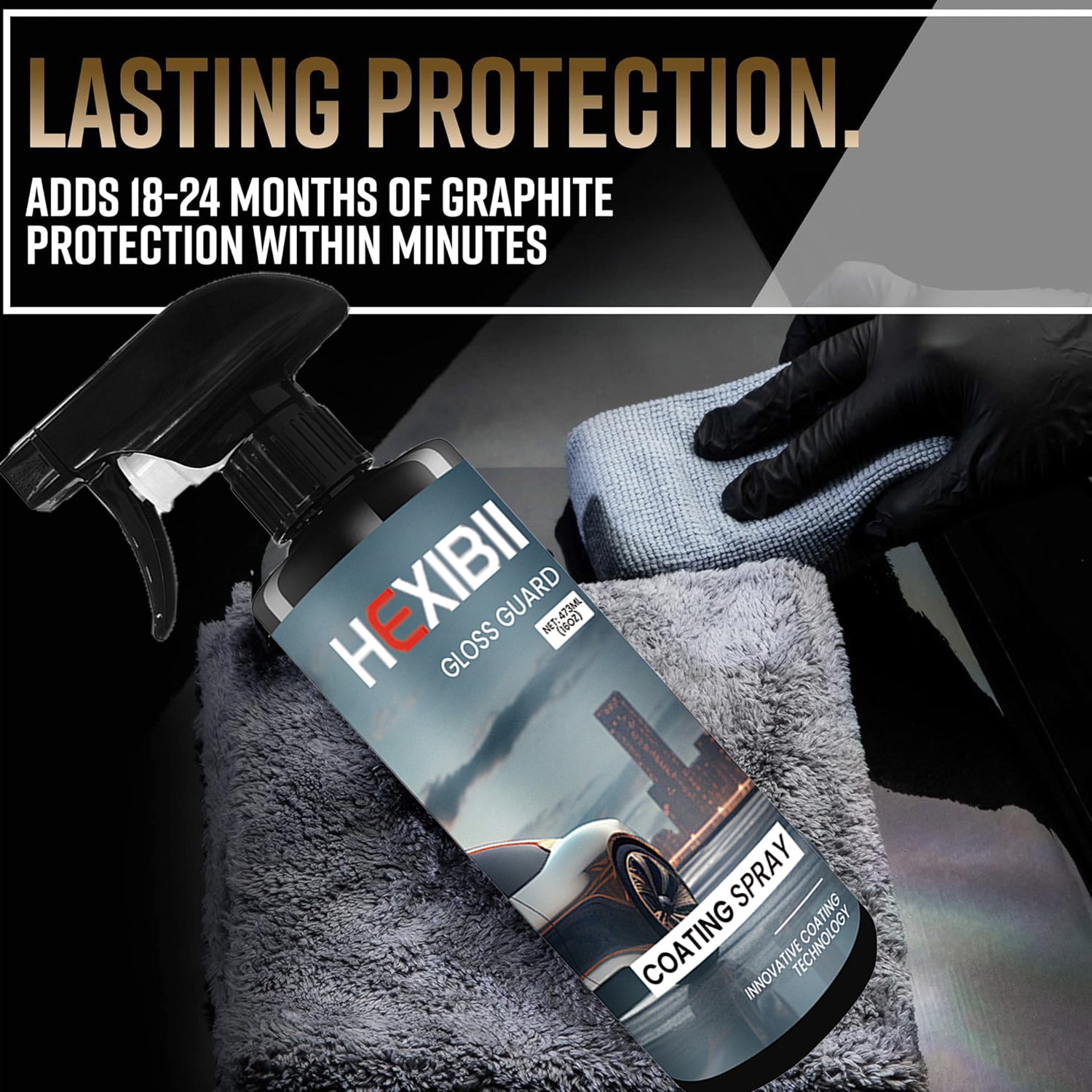 Coating For Cars, 16 Oz/Bottle - Hydrophobic Ceramic Car Wax Spray With Added UV Protection - Long Ladting Shiny Car Care