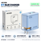 HEXIBII E11 65W SiC Fast Charger, Wall Charger with Auto Power-Off Safety, Dual Port USB-C & USB-A Power Adapter for iPhone 15/16/17/18 Pro Plus Pro Max, MacBook Pro, Galaxy, Pixel, iPad,and more
