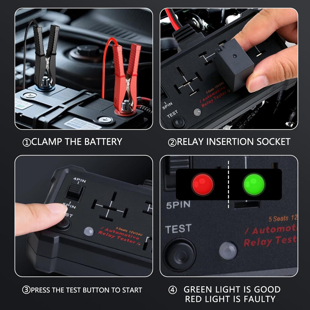 5 in 1 Automotive Relay Tester - 12V 24v Quick Diagnostic Tool with Ba ...