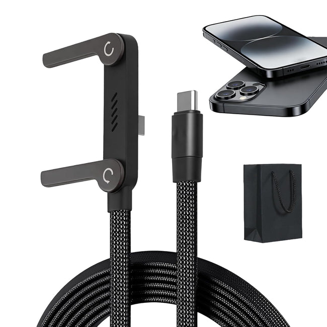 Invisible Holder Charger Cable - 2-in-1 Invisible Holder Charger Cable with Stand, 240w Super Fast Charging, Type C and Folding Phone Holder 5ft to Smartphones Tablets (1Pcs) Hover Image