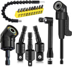 17Pcs Flexible Drill Bit Extension, Include 3Pcs Rotatable Socket Adapter 2Pcs Hex Shank 105° Right Angle Drill Attachment 10 Short Screwdriver Bits 90° Angled Bits and Bendable Extension