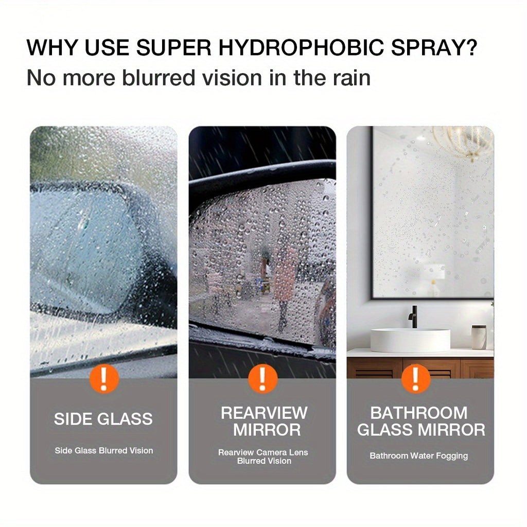 Glass Coating Spray, Ultra Hydrophobic Coating For Car Windshields, Shower Doors & Mirrors, Enhances Visibility In Rain