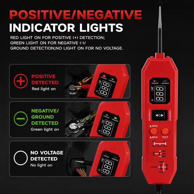 Automotive Circuit & Relay Tester,12V/24V Vehicle Electrical Diagnostic Probe,Voltage Polarity Continuity Short Circuit Detector for Auto Repair Main Image