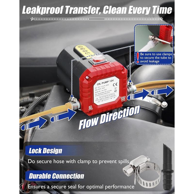 12V 24V 80W Oil Extractor Pump, Oil Removal Transfer Suction Pump for Fluid Change, Diesel Scavenge Pump with Tubes Kit, Compatible with Truck RV Boat Marine (Red)