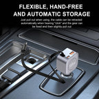 Hexibii 125W laptop Car Charger with Retractable Cable, 1-Port with 65w PD/PPS, 2-Port Fast Charger with 30W PD USB-C, USB-A, Cigarette Lighter Adapter for laptop,iPhone 17/16/15, Galaxy S25/S24, iPad, GPS, 12V Car Accessories