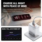 HEXIBII E11 65W SiC Fast Charger, Wall Charger with Auto Power-Off Safety, Dual Port USB-C & USB-A Power Adapter for iPhone 15/16/17/18 Pro Plus Pro Max, MacBook Pro, Galaxy, Pixel, iPad,and more