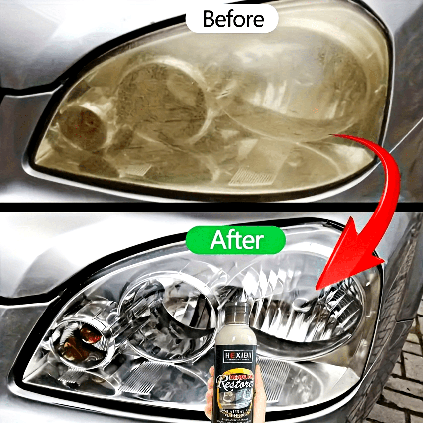 HEXIBII 8.5oz Car Headlight Restoration Fluid Automotive Headlight Oxidation Yellowing Scratches Blurring Enhancement Crystal Plating Coating Refurbishment Agent