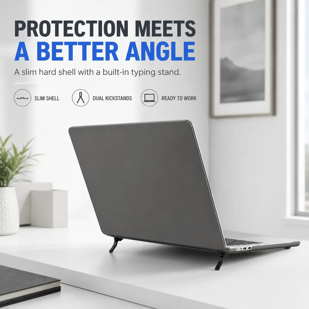 Ultra Slim Matte MacBook Case with Foldable Kickstand, Anti-Fingerprint Shockproof Protective Hard Shell Cover for MacBook Air / Pro