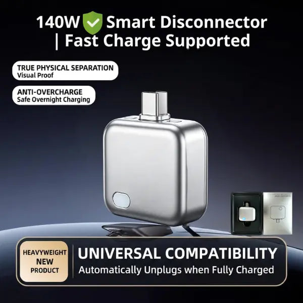 HEXIBII 140W Physical-Disconnect Battery Guard, Anti-Overcharge Protection for Safe Overnight Charging, Smart Auto Stop Charging Protector , Universal for Phones, Laptops & Tablets, Full Battery Auto Disconnect, Overcharge Protection