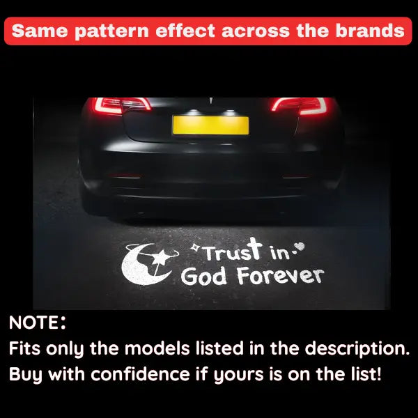 HEXIBII Compatible with LED License Plate Light for Tesla BMW Audi Volkswage Models, Rear Trunk Light with Stylish Projection Feature ,motherdaygift,Decorative lights (Trust in God , love,Valentine's Day gift ),back to school,back to school haul