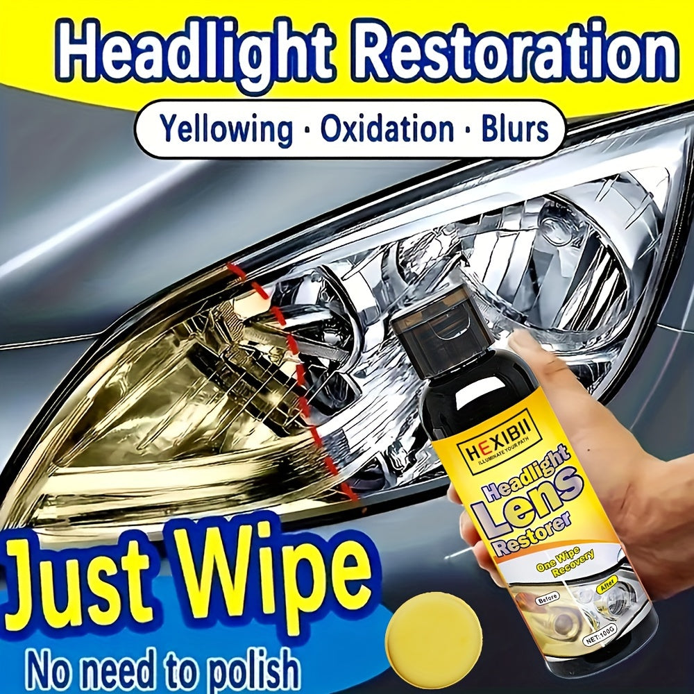 6.6oz Headlight Restoration Kit - Plastic Applicator Included, Clear Headlight Repair Solution For Oxidation, Blurring & Yellowing, No Battery Needed