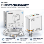 HEXIBII E11 65W SiC Fast Charger, Wall Charger with Auto Power-Off Safety, Dual Port USB-C & USB-A Power Adapter for iPhone 15/16/17/18 Pro Plus Pro Max, MacBook Pro, Galaxy, Pixel, iPad,and more