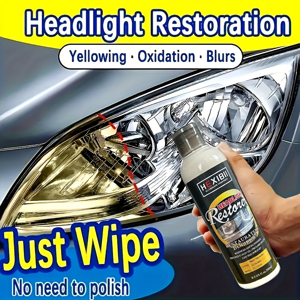 HEXIBII 8.5oz Car Headlight Restoration Kit - Automotive Headlight Oxidation Yellowing Scratches Blurring Remover, Headlight Refurbishment Repair Agent