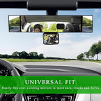 15" Rear View Mirror with Baby Mirror, Panoramic Anti-Glare Wide Angle Convex