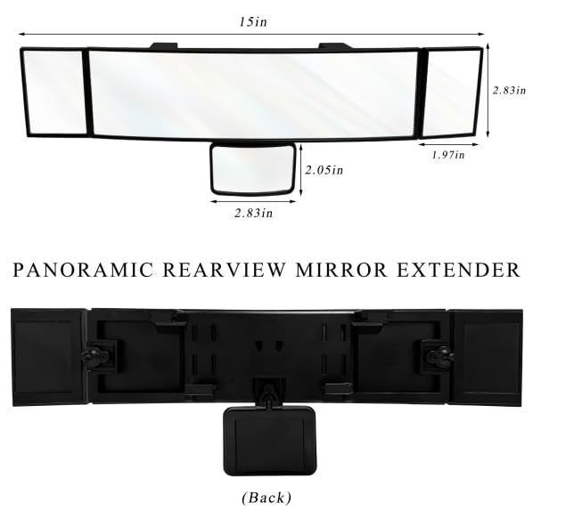 15" Rear View Mirror with Baby Mirror, Panoramic Anti-Glare Wide Angle Convex