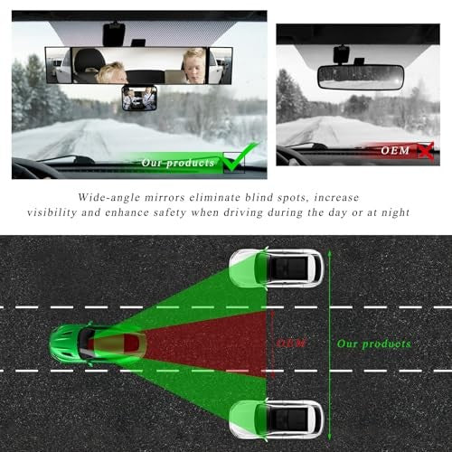 15" Rear View Mirror with Baby Mirror, Panoramic Anti-Glare Wide Angle Convex