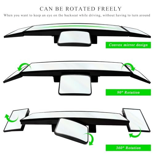 15" Rear View Mirror with Baby Mirror, Panoramic Anti-Glare Wide Angle Convex